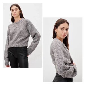 Women's John Elliott Cropped Gray Cashmere Wool Blend Pullover Sweater Size 3